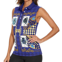 Zodiac Signs Women Sleeveless Polo Shirt The Water Element Baroque Clubs Card