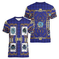 Zodiac Signs Women V-Neck T-Shirt The Water Element Baroque Clubs Card
