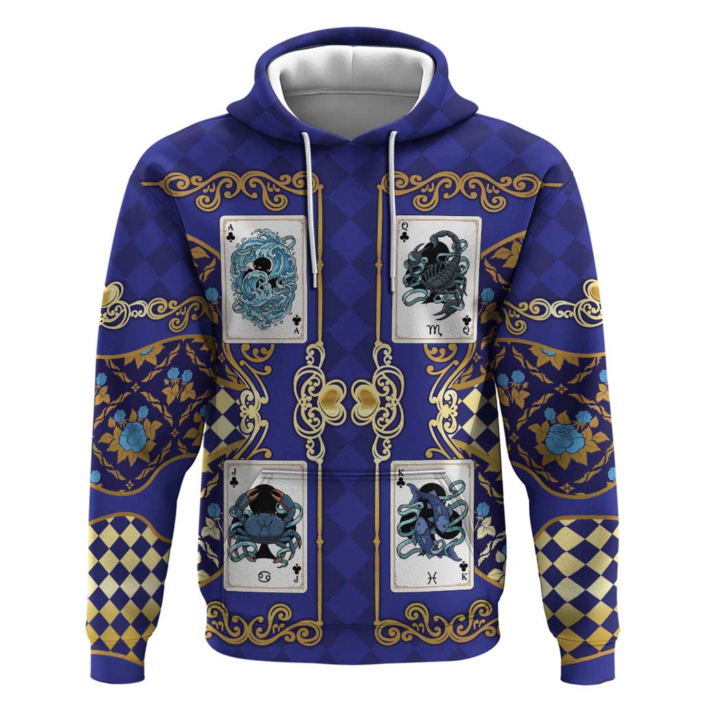 Zodiac Signs Zip Hoodie The Water Element Baroque Clubs Card