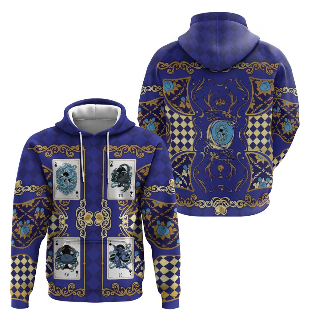 Zodiac Signs Zip Hoodie The Water Element Baroque Clubs Card