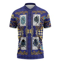 Zodiac Signs Zipper Polo Shirt The Water Element Baroque Clubs Card