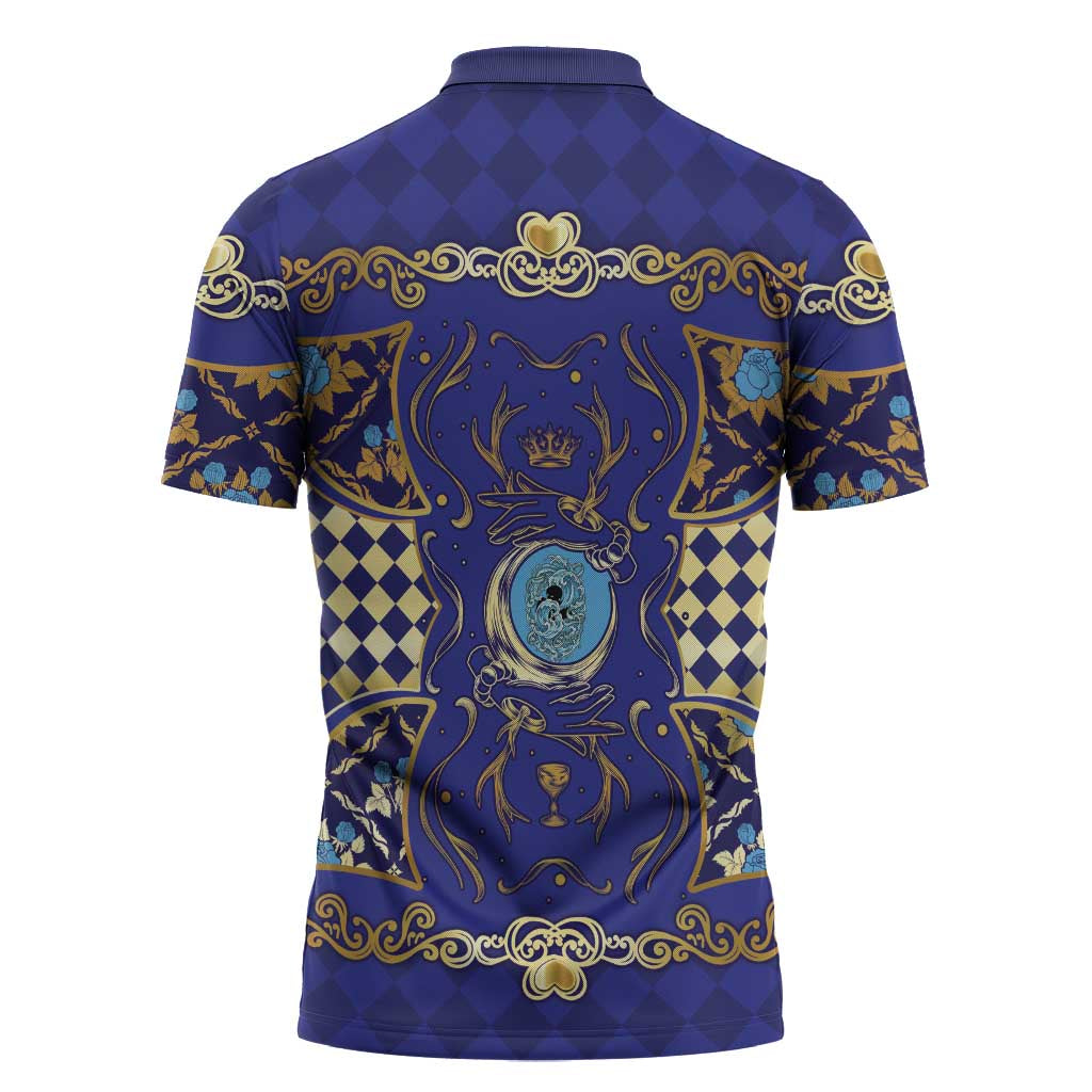 Zodiac Signs Zipper Polo Shirt The Water Element Baroque Clubs Card