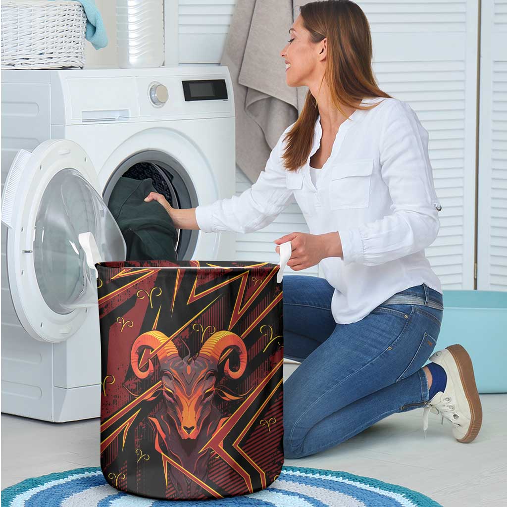Aries Zodiac Laundry Basket With Bold Triangle
