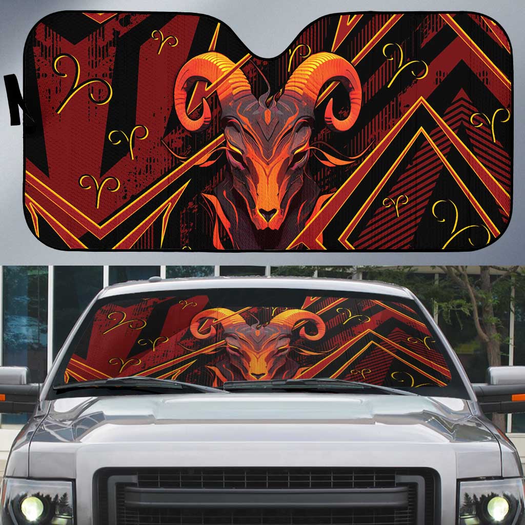 Aries Zodiac Auto Sun Shade With Bold Triangle
