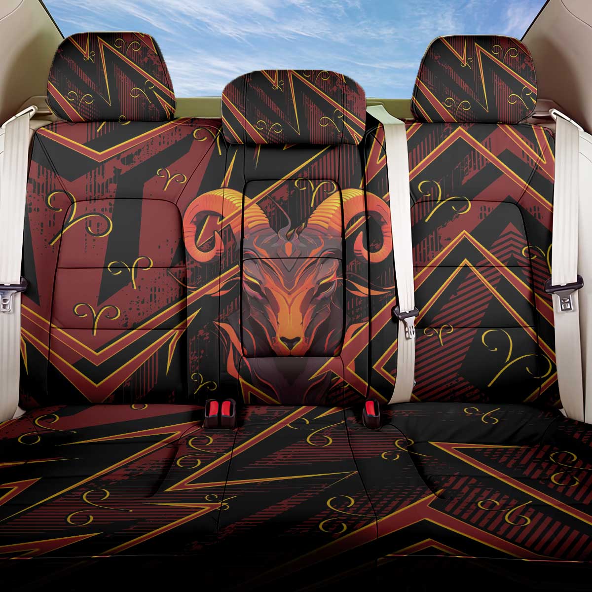 Aries Zodiac Back Car Seat Cover With Bold Triangle