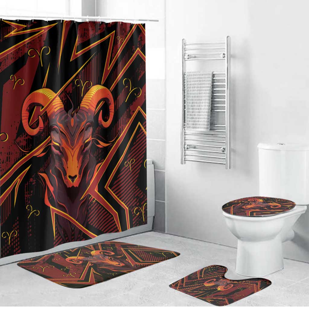 Aries Zodiac Bathroom Set With Bold Triangle