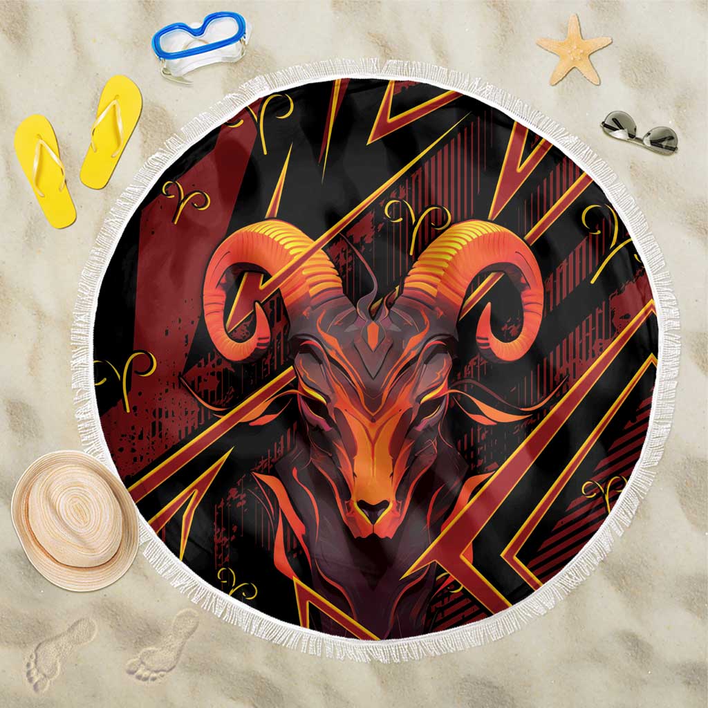Aries Zodiac Beach Blanket With Bold Triangle