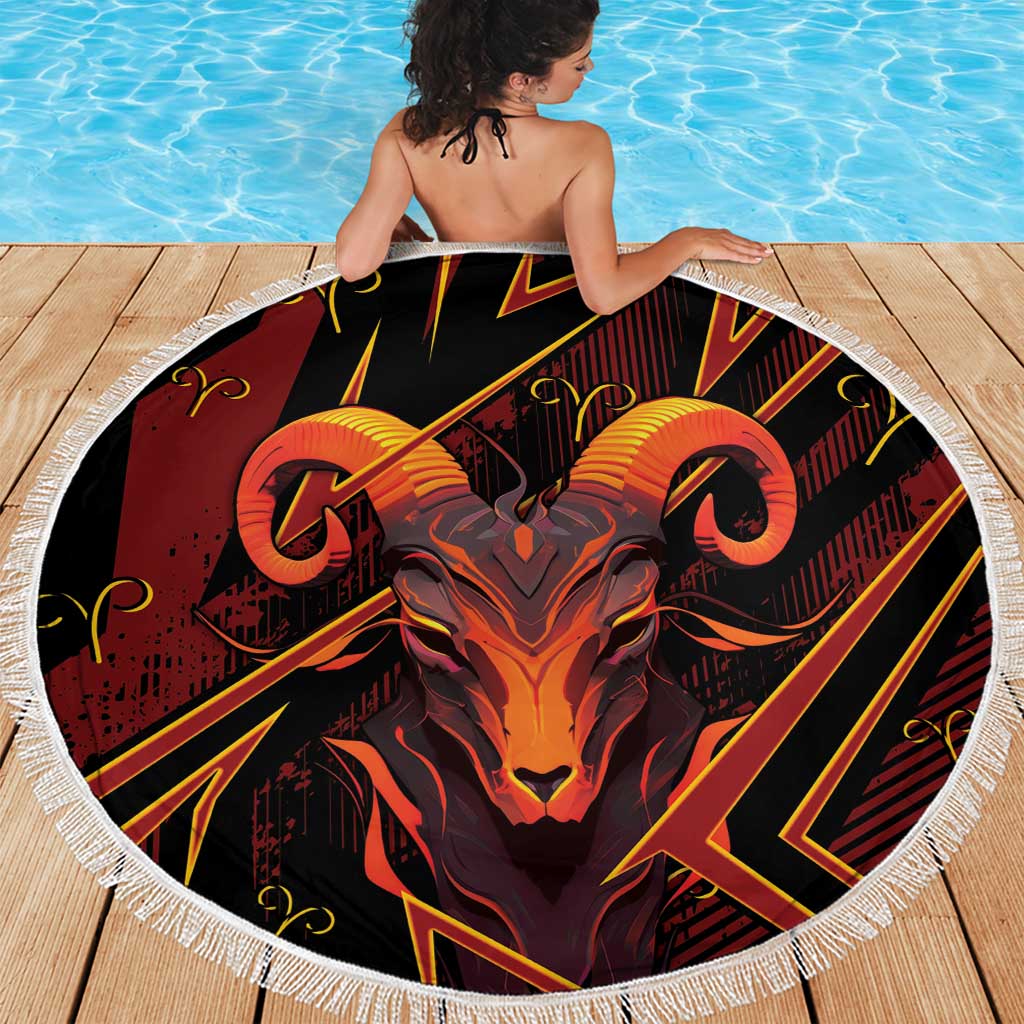 Aries Zodiac Beach Blanket With Bold Triangle