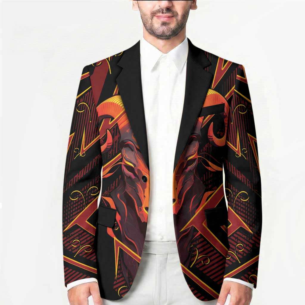 Custom Aries Zodiac Blazer With Bold Triangle