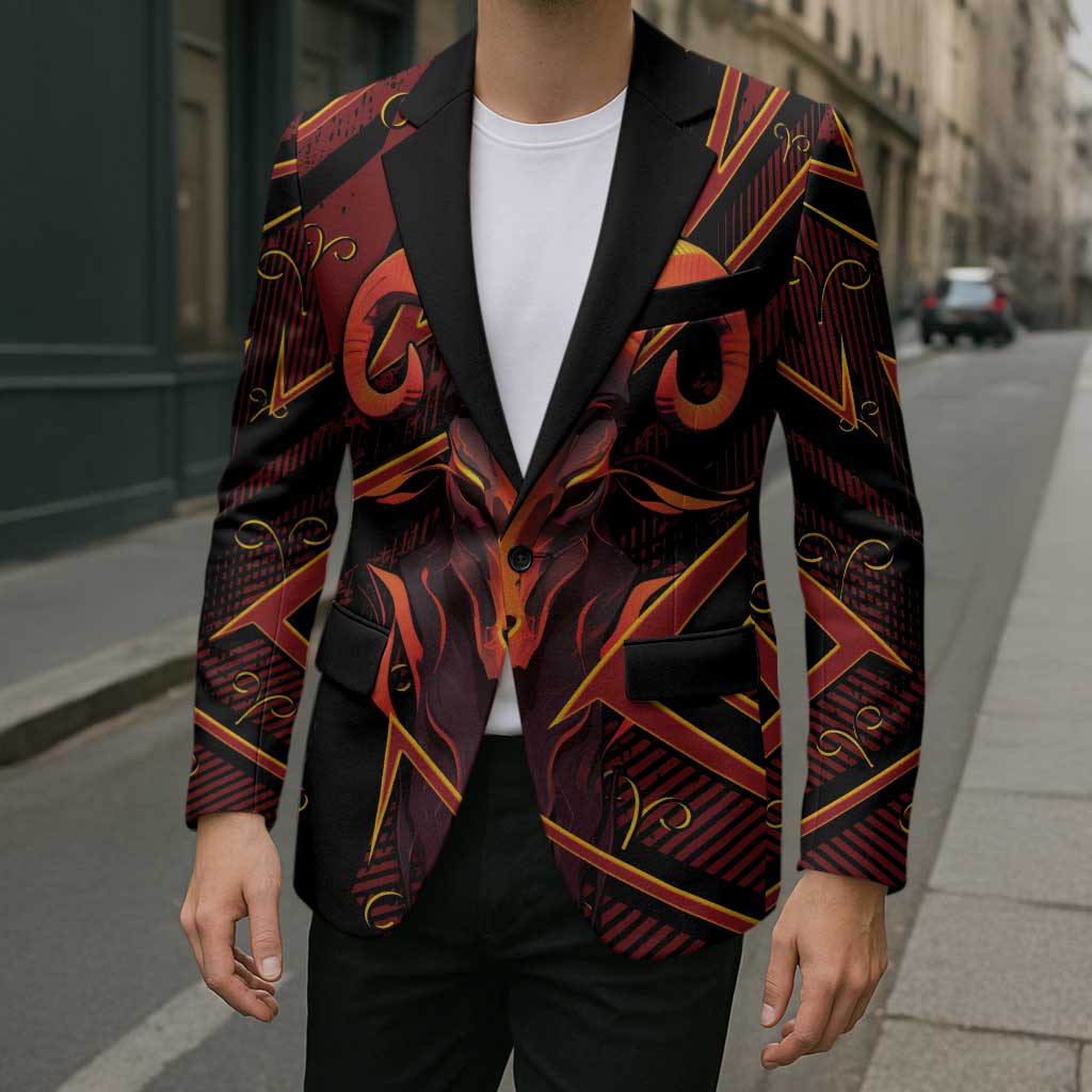 Custom Aries Zodiac Blazer With Bold Triangle