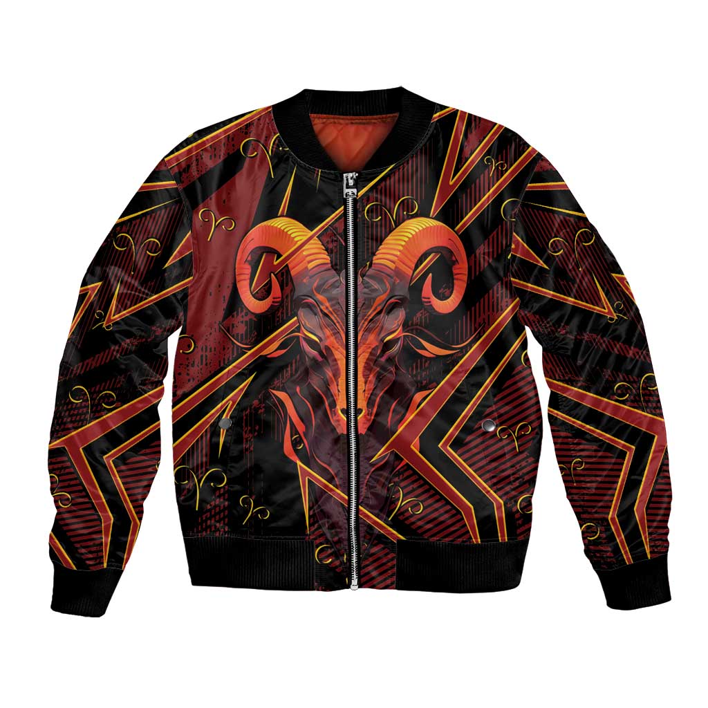 Custom Aries Zodiac Bomber Jacket With Bold Triangle