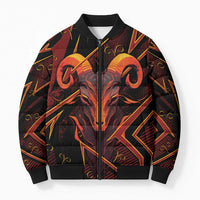 Custom Aries Zodiac Bomber Puffer Jacket With Bold Triangle