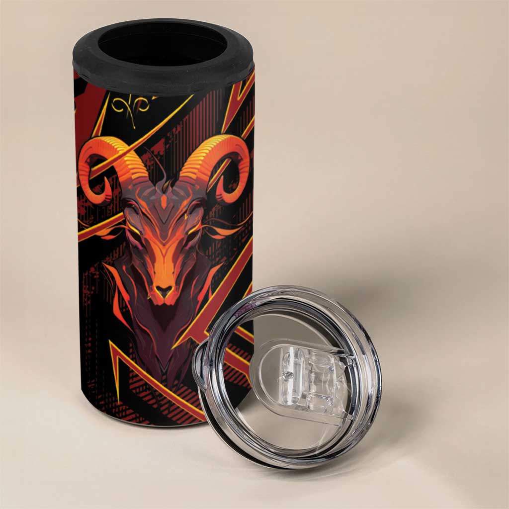 Custom Aries Zodiac 4 in 1 Can Cooler Tumbler With Bold Triangle