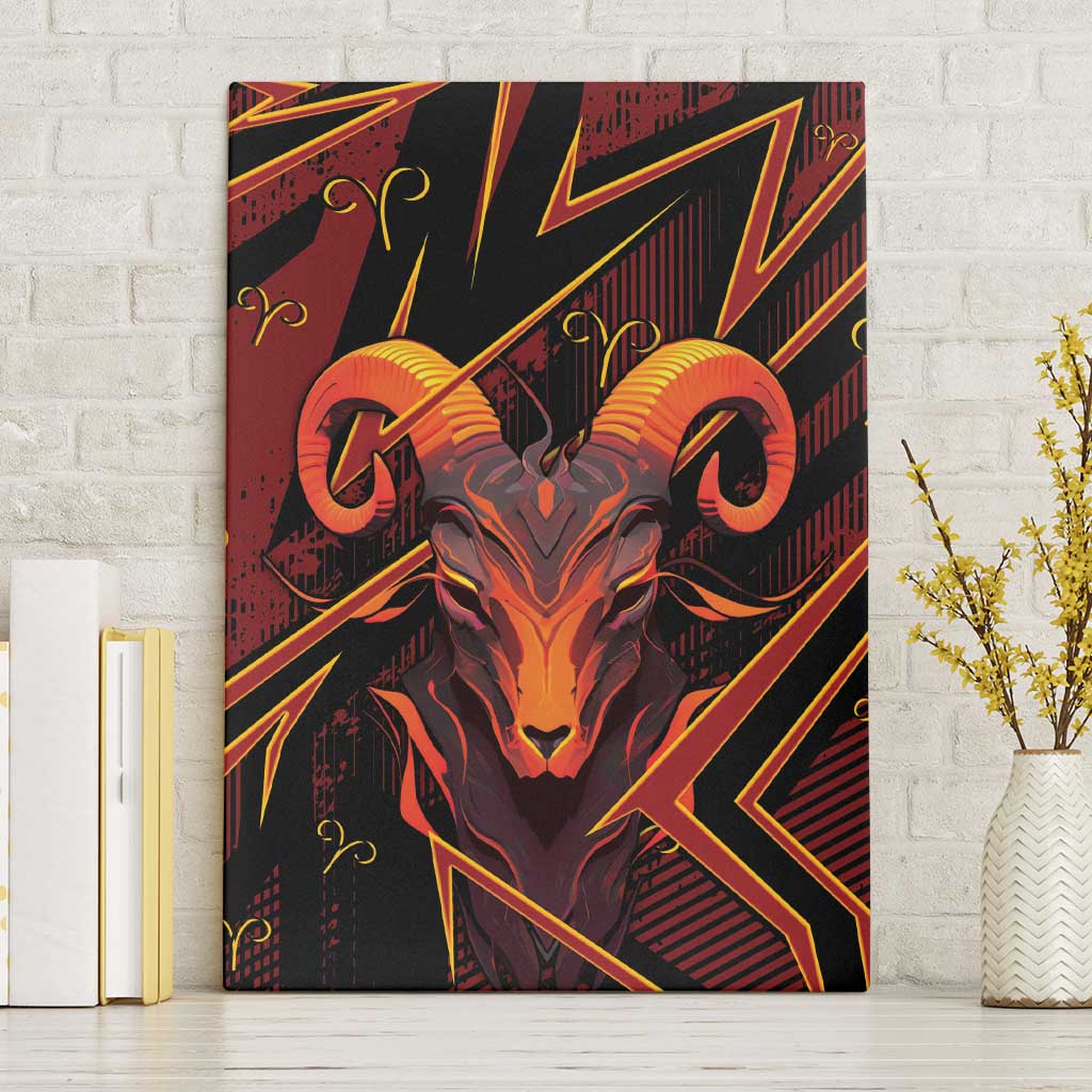 Aries Zodiac Canvas Wall Art With Bold Triangle