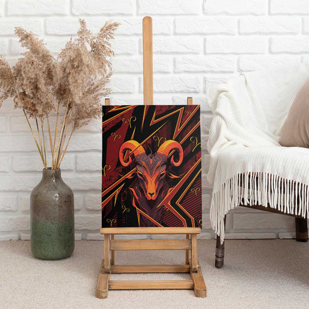 Aries Zodiac Canvas Wall Art With Bold Triangle
