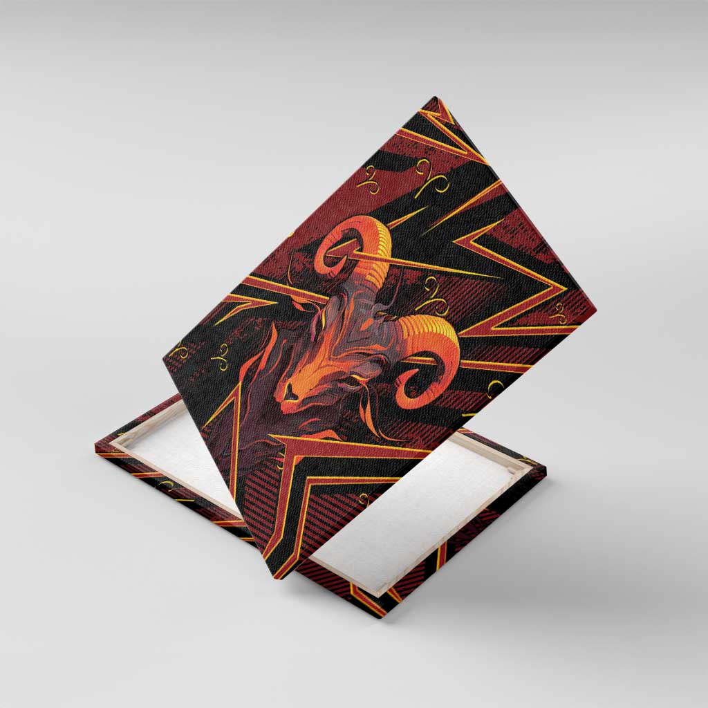 Aries Zodiac Canvas Wall Art With Bold Triangle