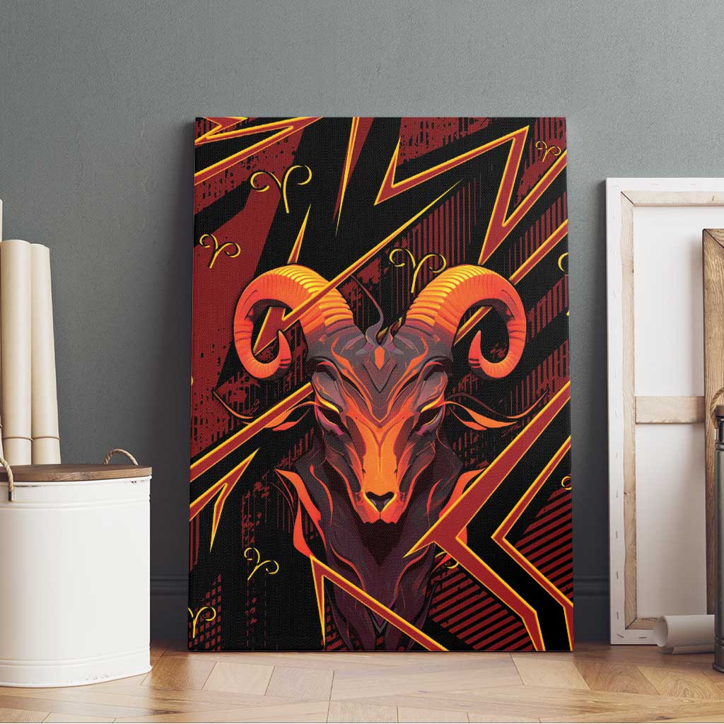 Aries Zodiac Canvas Wall Art With Bold Triangle