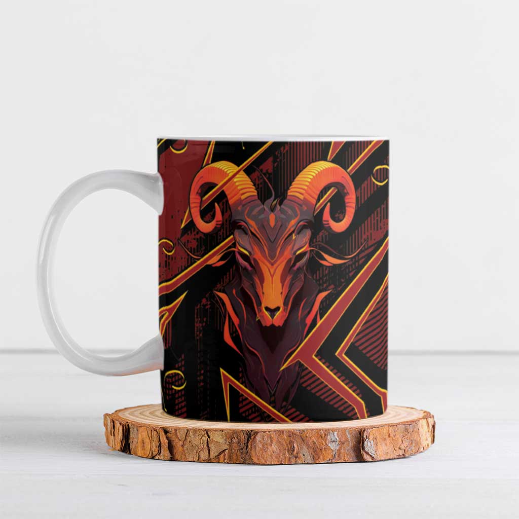 Custom Aries Zodiac Ceramic Mug With Bold Triangle
