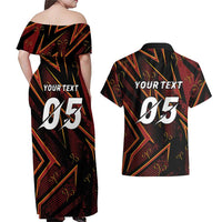 Custom Aries Zodiac Couples Matching Off Shoulder Maxi Dress and Hawaiian Shirt With Bold Triangle