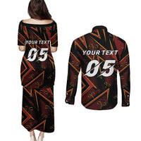 Custom Aries Zodiac Couples Matching Puletasi and Long Sleeve Button Shirt With Bold Triangle