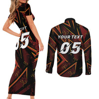 Custom Aries Zodiac Couples Matching Short Sleeve Bodycon Dress and Long Sleeve Button Shirt With Bold Triangle