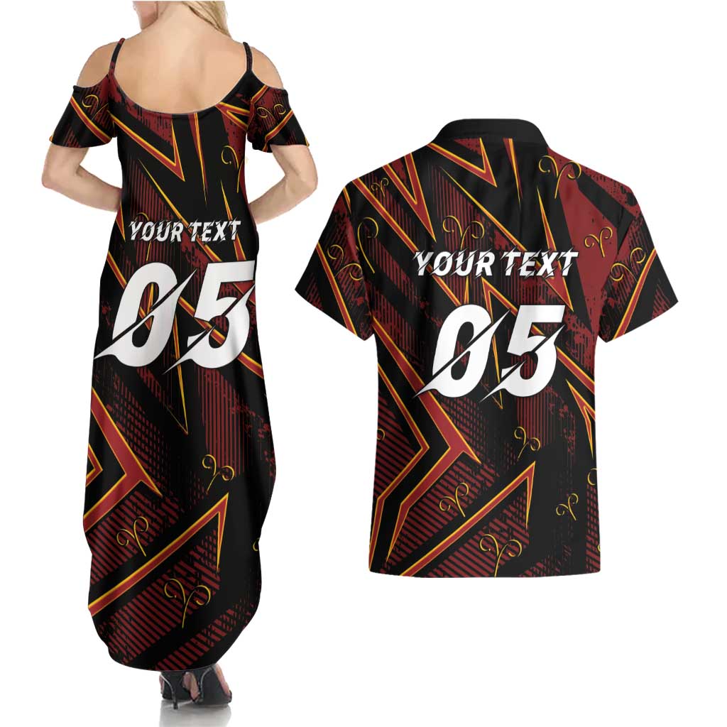 Custom Aries Zodiac Couples Matching Summer Maxi Dress and Hawaiian Shirt With Bold Triangle
