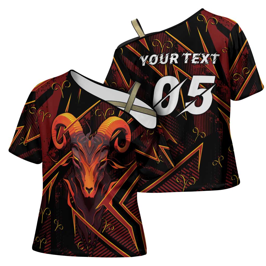 Custom Aries Zodiac Cross Shoulder Shirt With Bold Triangle
