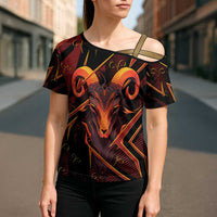 Custom Aries Zodiac Cross Shoulder Shirt With Bold Triangle