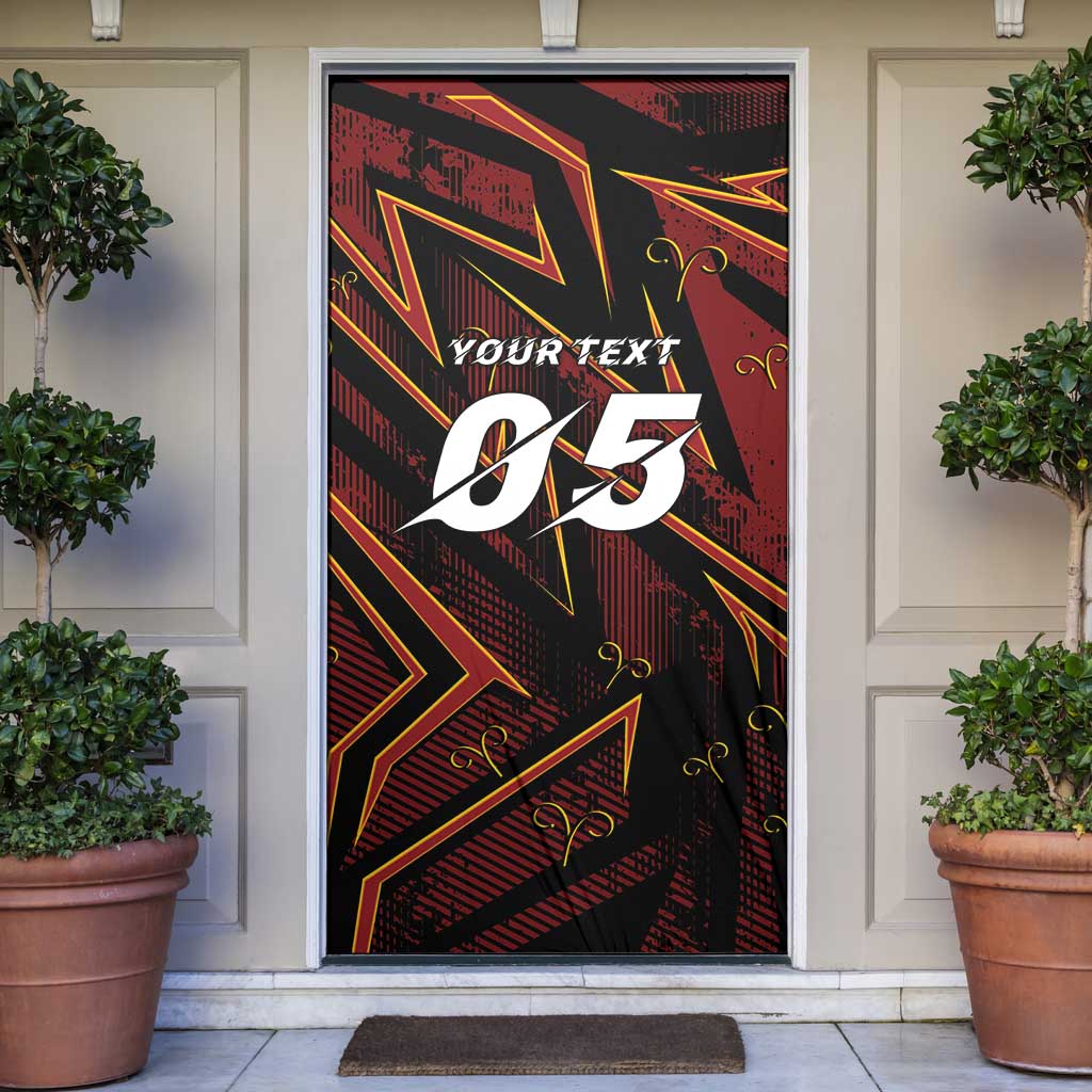 Custom Aries Zodiac Door Cover With Bold Triangle
