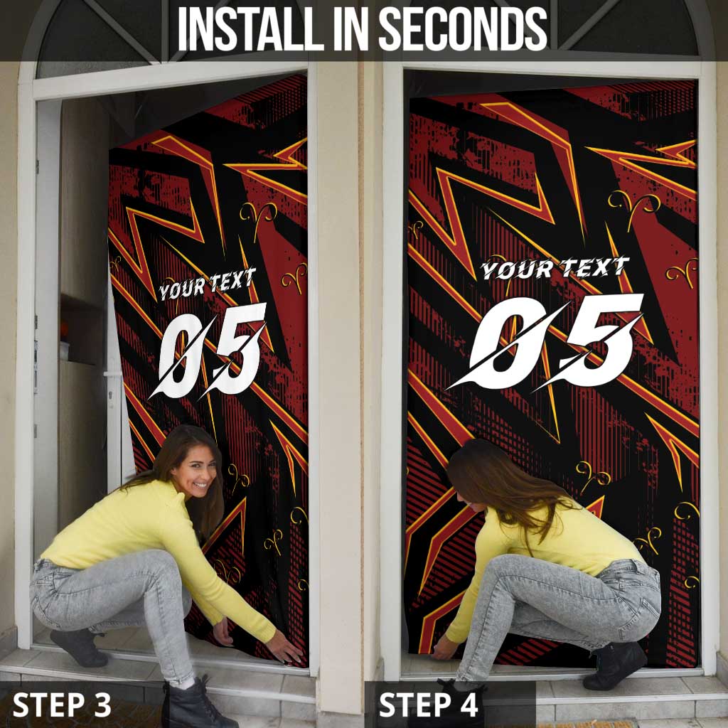 Custom Aries Zodiac Door Cover With Bold Triangle