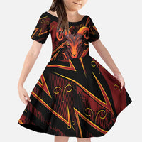 Custom Aries Zodiac Family Matching Long Sleeve Bodycon Dress and Hawaiian Shirt With Bold Triangle