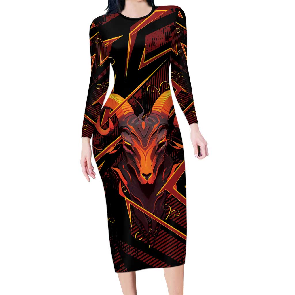 Custom Aries Zodiac Family Matching Long Sleeve Bodycon Dress and Hawaiian Shirt With Bold Triangle