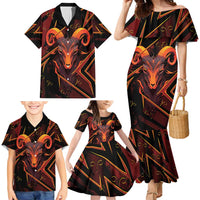 Custom Aries Zodiac Family Matching Mermaid Dress and Hawaiian Shirt With Bold Triangle