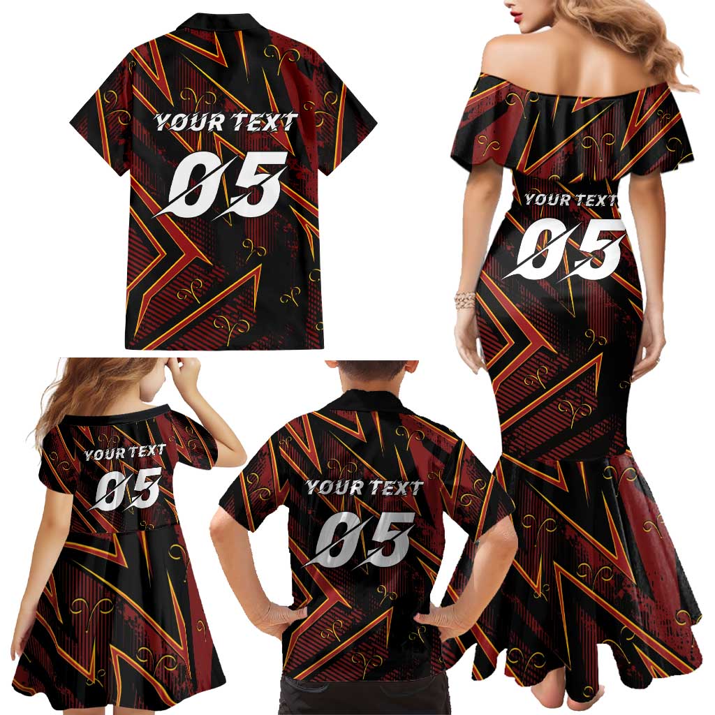 Custom Aries Zodiac Family Matching Mermaid Dress and Hawaiian Shirt With Bold Triangle