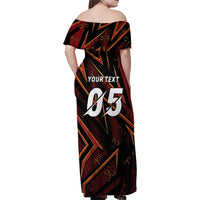 Custom Aries Zodiac Family Matching Off Shoulder Maxi Dress and Hawaiian Shirt With Bold Triangle