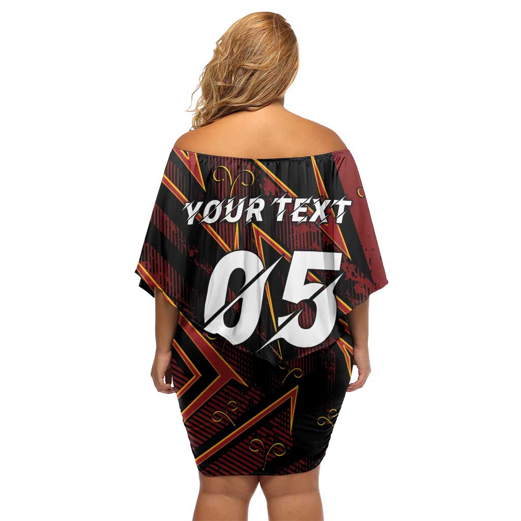 Custom Aries Zodiac Family Matching Off Shoulder Short Dress and Hawaiian Shirt With Bold Triangle
