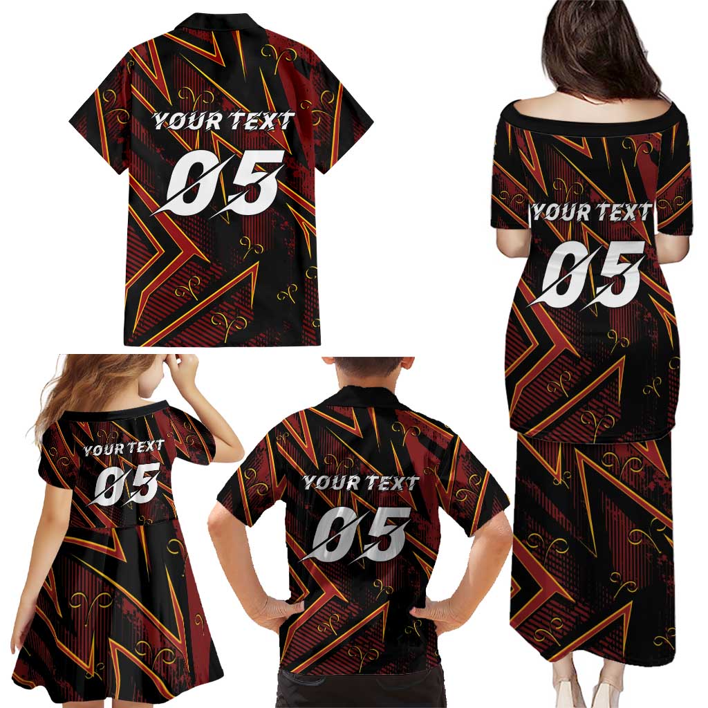 Custom Aries Zodiac Family Matching Puletasi and Hawaiian Shirt With Bold Triangle