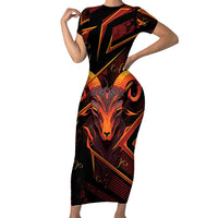 Custom Aries Zodiac Family Matching Short Sleeve Bodycon Dress and Hawaiian Shirt With Bold Triangle