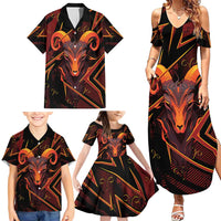 Custom Aries Zodiac Family Matching Summer Maxi Dress and Hawaiian Shirt With Bold Triangle