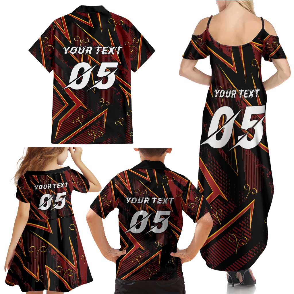 Custom Aries Zodiac Family Matching Summer Maxi Dress and Hawaiian Shirt With Bold Triangle