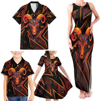 Custom Aries Zodiac Family Matching Tank Maxi Dress and Hawaiian Shirt With Bold Triangle