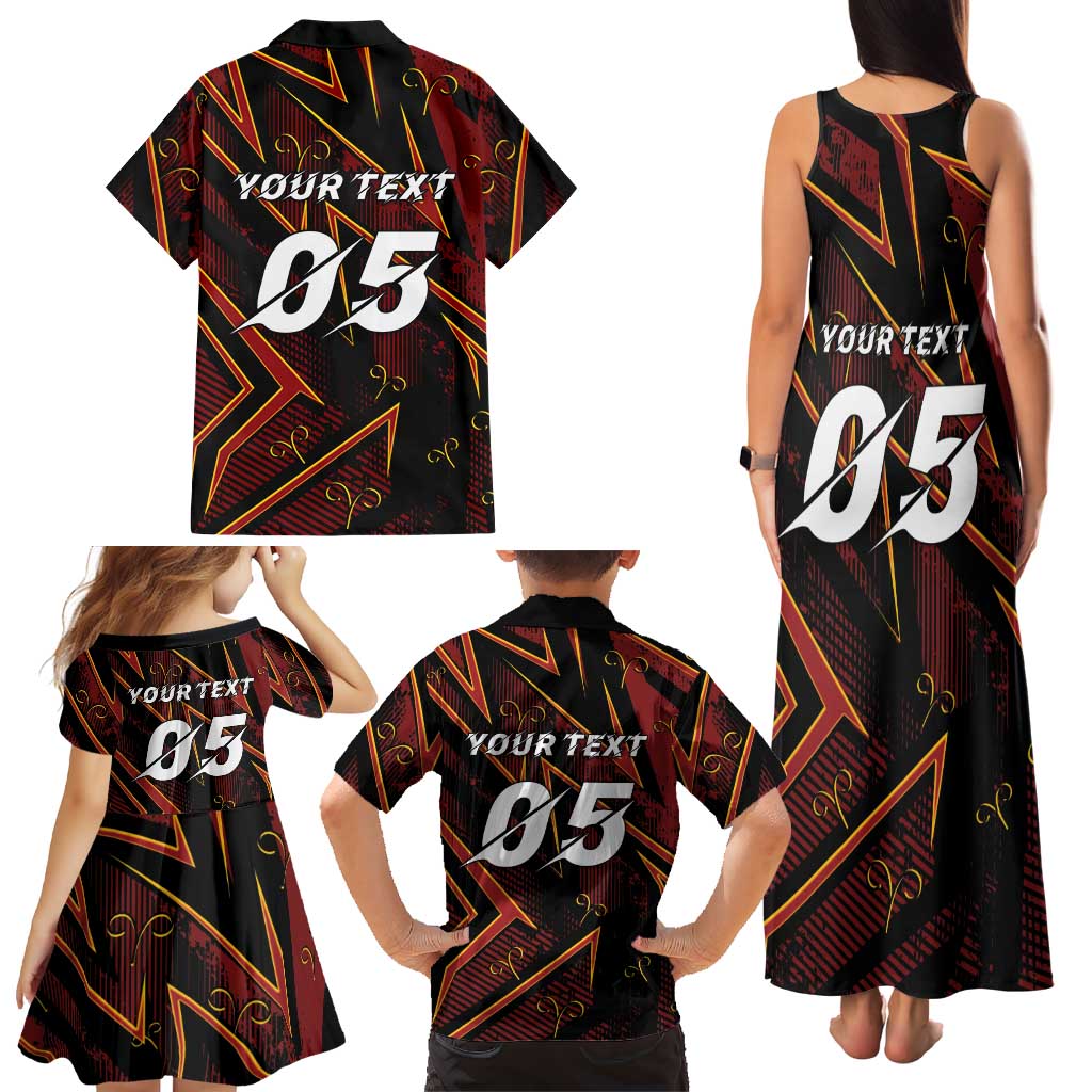 Custom Aries Zodiac Family Matching Tank Maxi Dress and Hawaiian Shirt With Bold Triangle