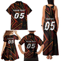 Custom Aries Zodiac Family Matching Tank Maxi Dress and Hawaiian Shirt With Bold Triangle