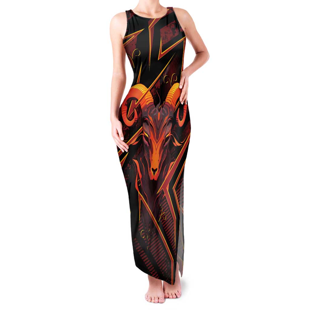 Custom Aries Zodiac Family Matching Tank Maxi Dress and Hawaiian Shirt With Bold Triangle