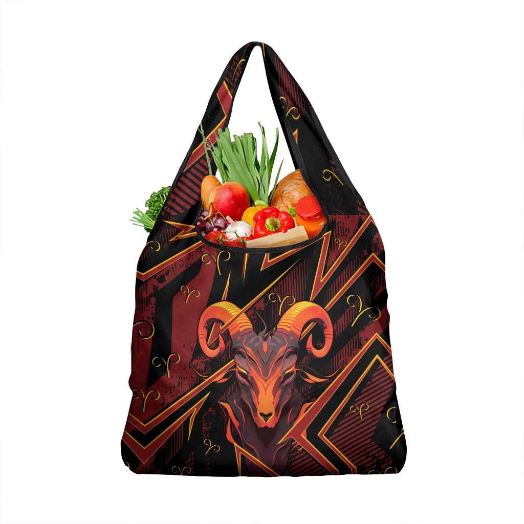 Aries Zodiac Grocery Bag With Bold Triangle