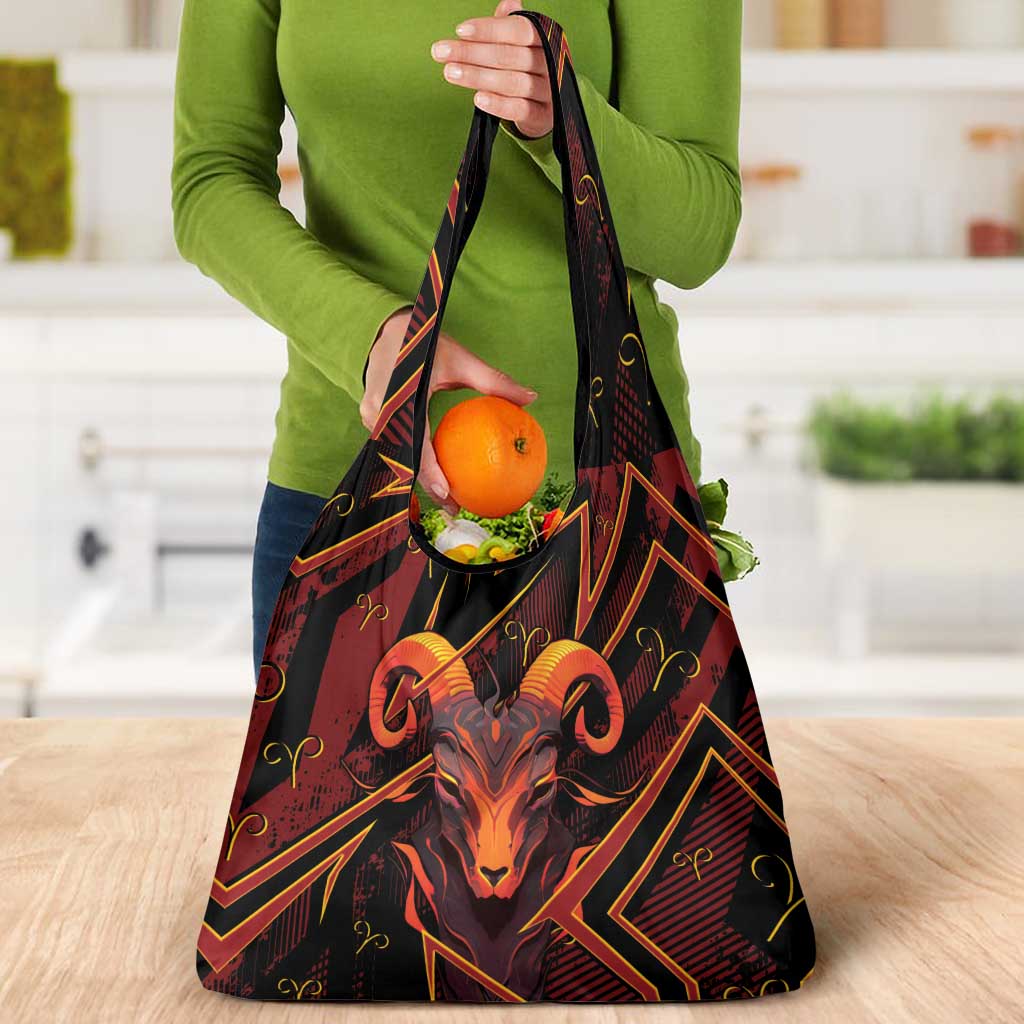 Aries Zodiac Grocery Bag With Bold Triangle