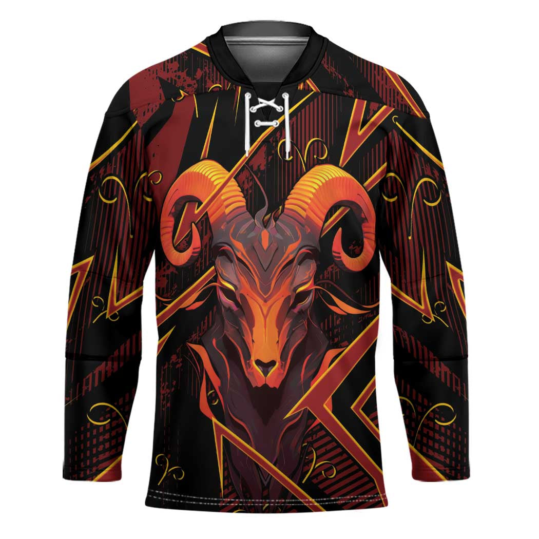 Custom Aries Zodiac Hockey Jersey With Bold Triangle