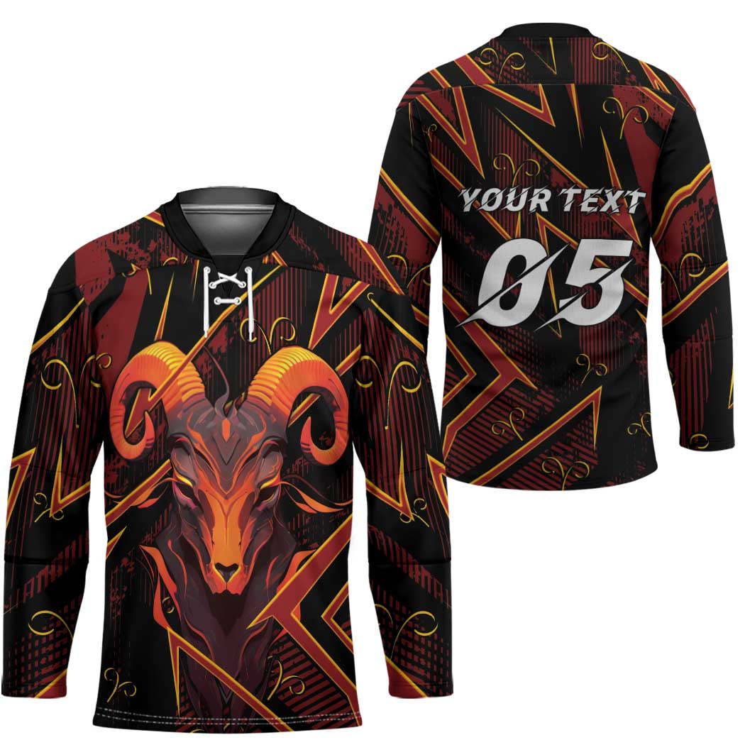 Custom Aries Zodiac Hockey Jersey With Bold Triangle