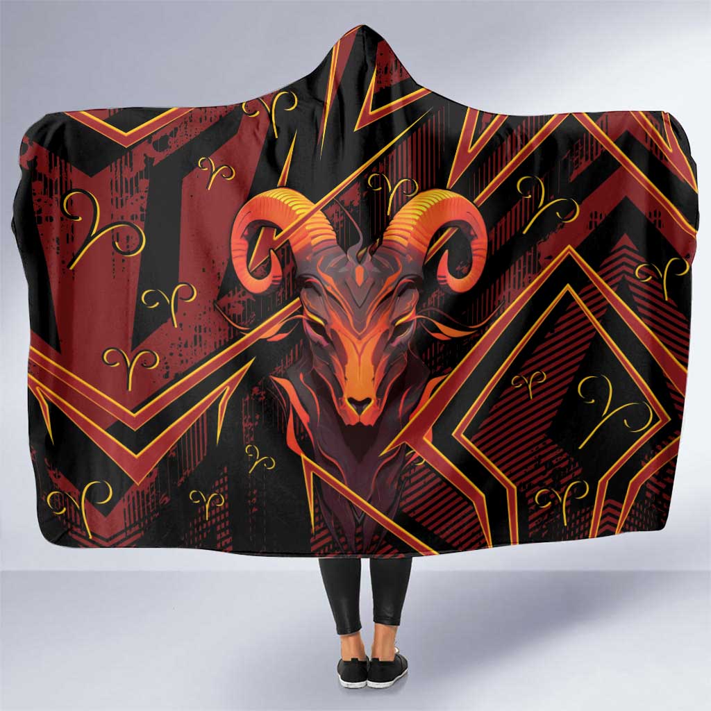Aries Zodiac Hooded Blanket With Bold Triangle