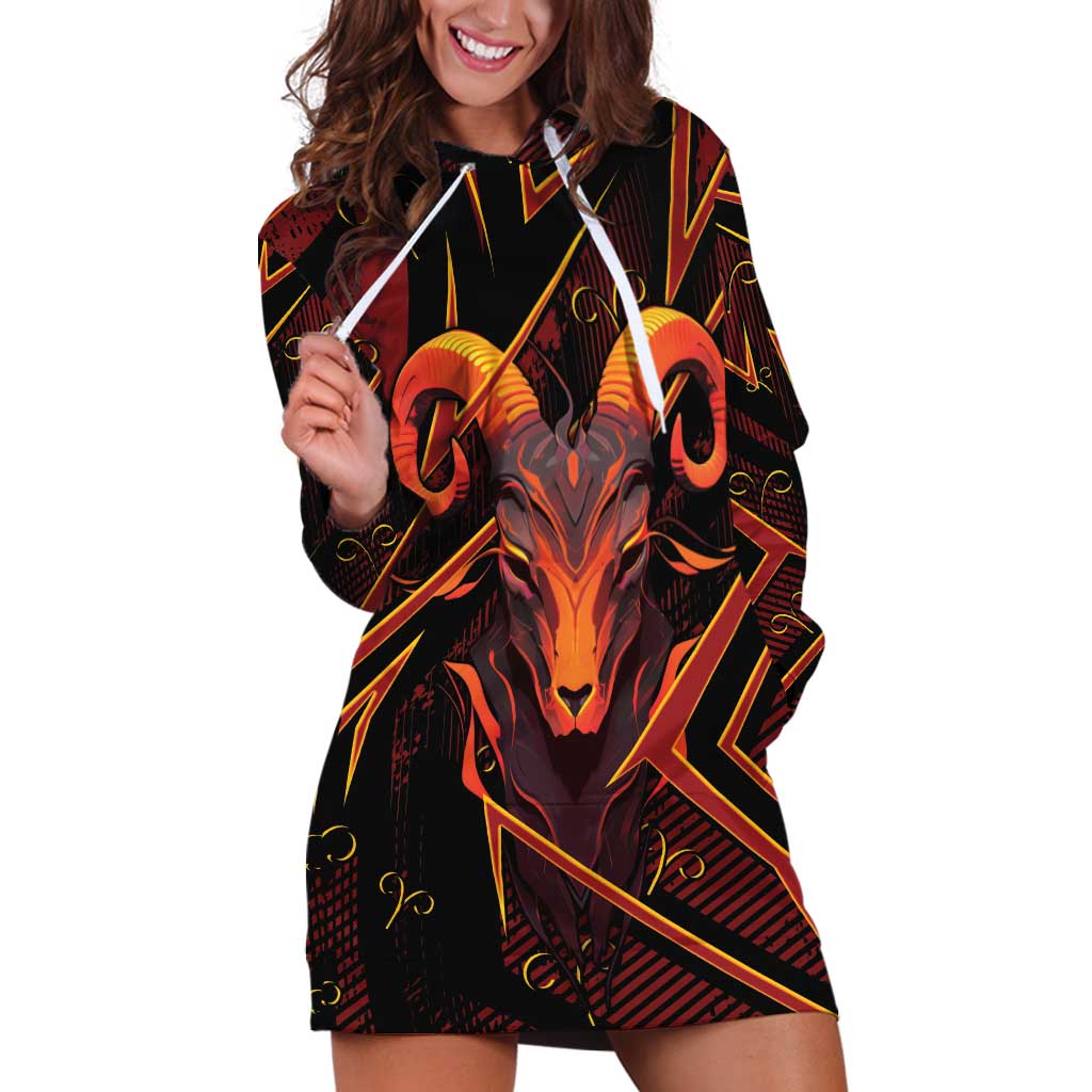 Custom Aries Zodiac Hoodie Dress With Bold Triangle